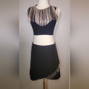 🎉Sale🎉ZARA COLLECTION FRINGED SEAMLESS JEWEL CROP BLACK TOP sz XS-S